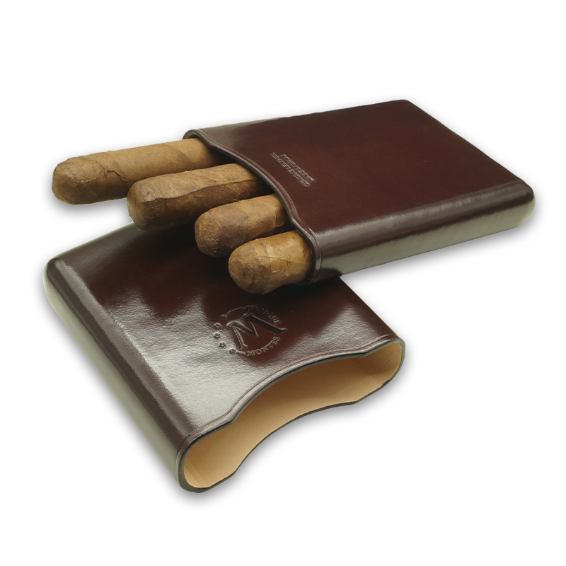 Montes Gerçek Deri El Yapımı 55 Ring Viena Dörtlü Puro Kılıfı