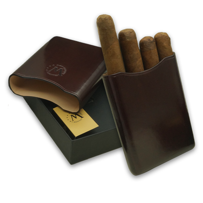 Montes Gerçek Deri El Yapımı 55 Ring Viena Dörtlü Puro Kılıfı