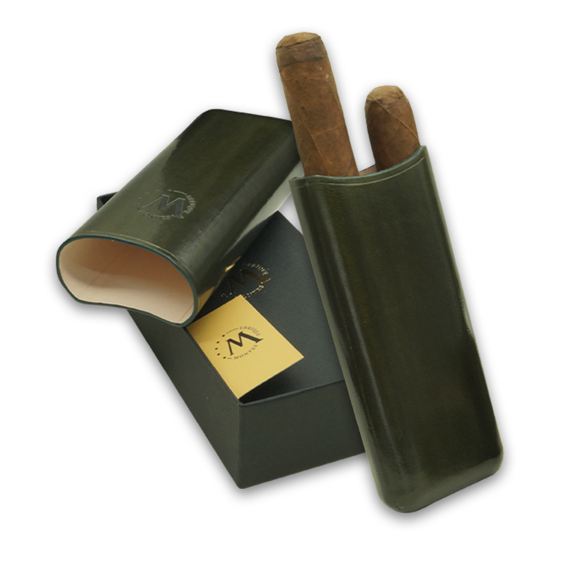 Montes Gerçek Deri El Yapımı 65 Ring Jaen İkili Puro Kılıfı