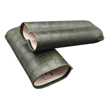 Montes Gerçek Deri El Yapımı 60 Ring Krokodil Bosque İkili Puro Kılıfı
