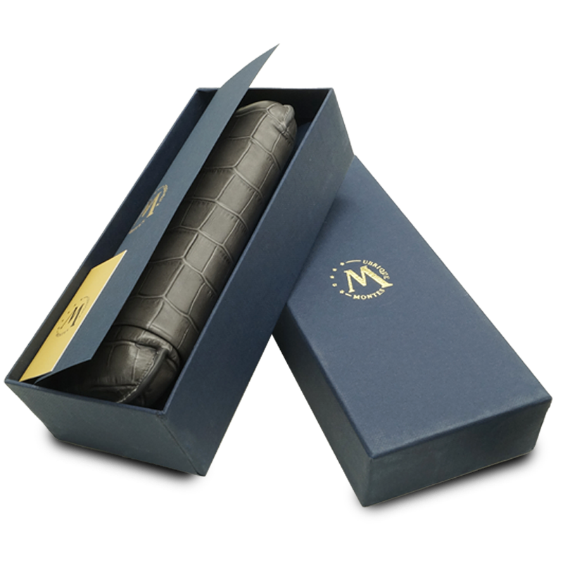 Montes Gerçek Deri El Yapımı 60 Ring Krokodil Ceniza İkili Puro Kılıfı