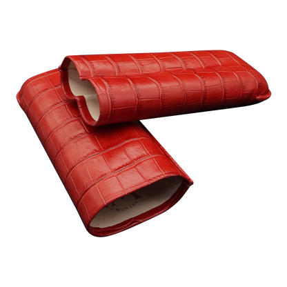 Montes Gerçek Deri El Yapımı 60 Ring Krokodil Fuego İkili Puro Kılıfı