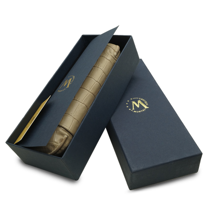 Montes Gerçek Deri El Yapımı 60 Ring Krokodil Piedra İkili Puro Kılıfı