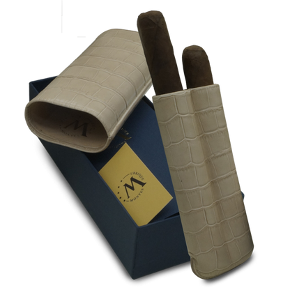 Montes Gerçek Deri El Yapımı 60 Ring Krokodil Piedra İkili Puro Kılıfı