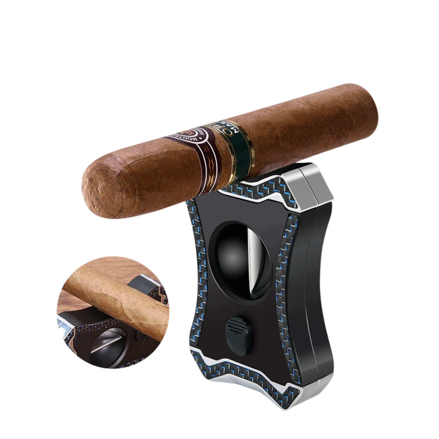 QC-1 Gümüş Lacivert V-Cut Puro Kesici